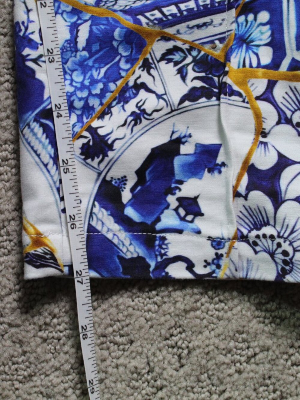 Desigual x Stella Jean Size M Blue Gold Patterned High Rise Slim Ankle Pants - Picture 3 of 7